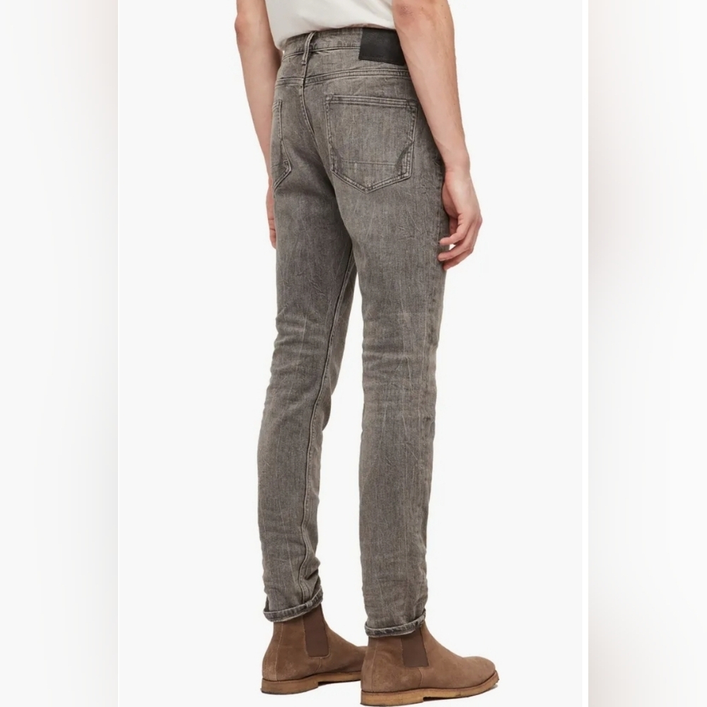 Allsaints Men's Cigarette Skinny Fit Jeans Grey - MISSING BUTTON - Picture 2 of 11